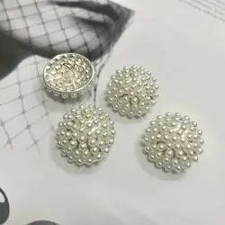 6PCS/Lot 20MM Small Fragrant Mushroom Studded Pearl Metal Button Sewing Shirt Suit Jacket Fashion Decorated Buttons