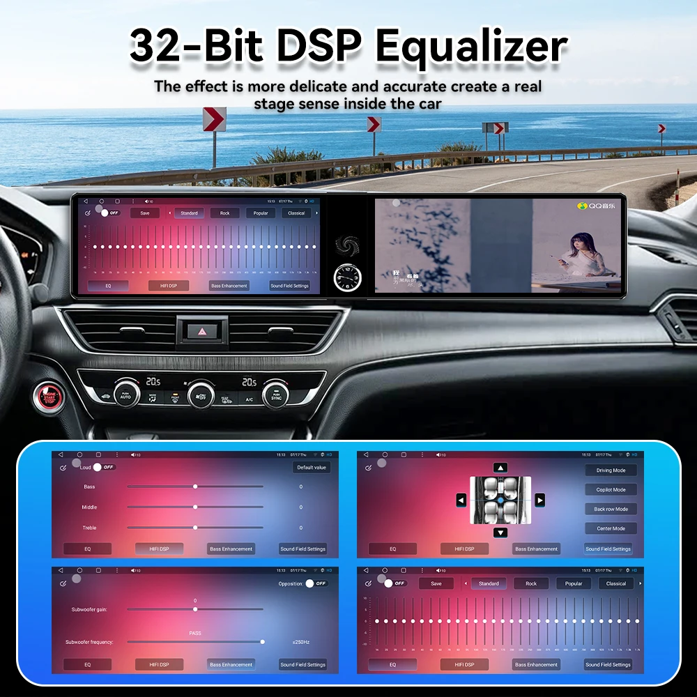 For Honda Accord 10th 2017‑2022 Dual 12.3 Inch Android13 Car Head Unit Stereo Head Unit Car GPS Navigation Wireless CarPlay DSP