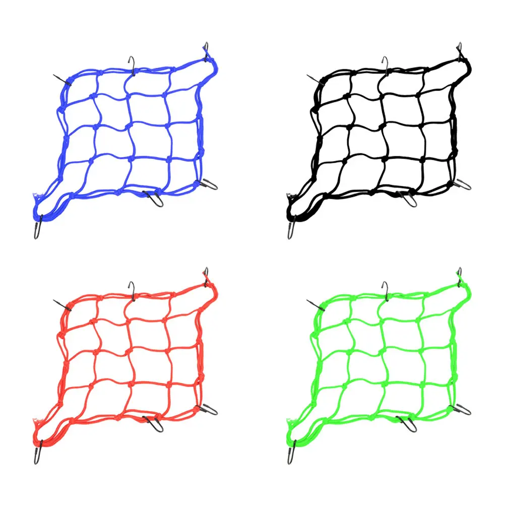 

4Pcs Elastic Luggage Cargo Net for Motorcycle Bike Rear Seat Fuel Tank Mesh with 6 Strong Hooks No Scratch Design
