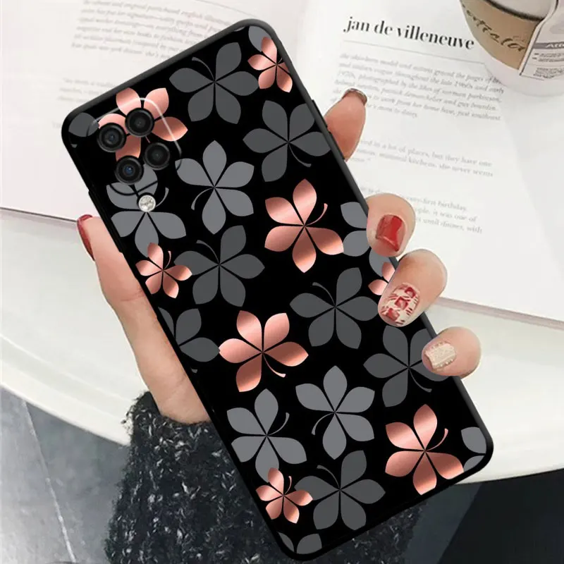 Schwarz Gold Rose Liebe Herz Hülle für Samsung Galaxy A21s A12 A22 A13 A52 5G A11 A71 A72 A32 A51 4G A72 A31 A23 A53 A33 A34 Abdeckung