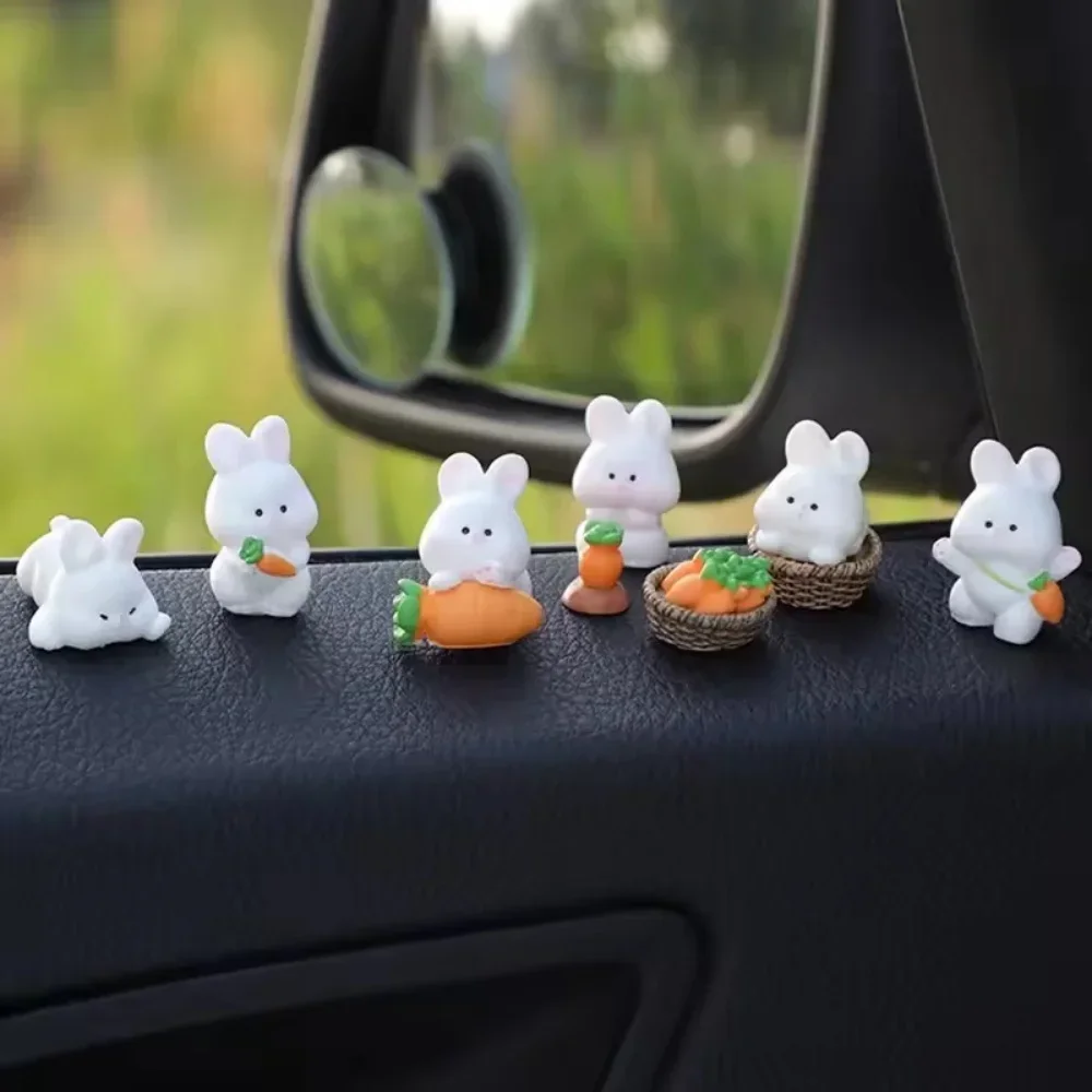 Car Center Console Ornament Cute Cartoon Rabbit Car Display Screen Decoration Car Interior Decoration