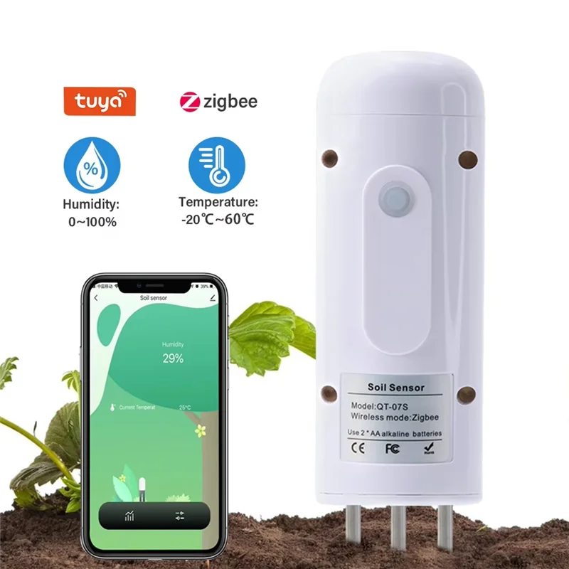 A37T-ZIGBEE Plant Monitor Outdoor Soil Temperature Meter Moisture Humidity Tester Garden Automation Irrigation TUYA Detector