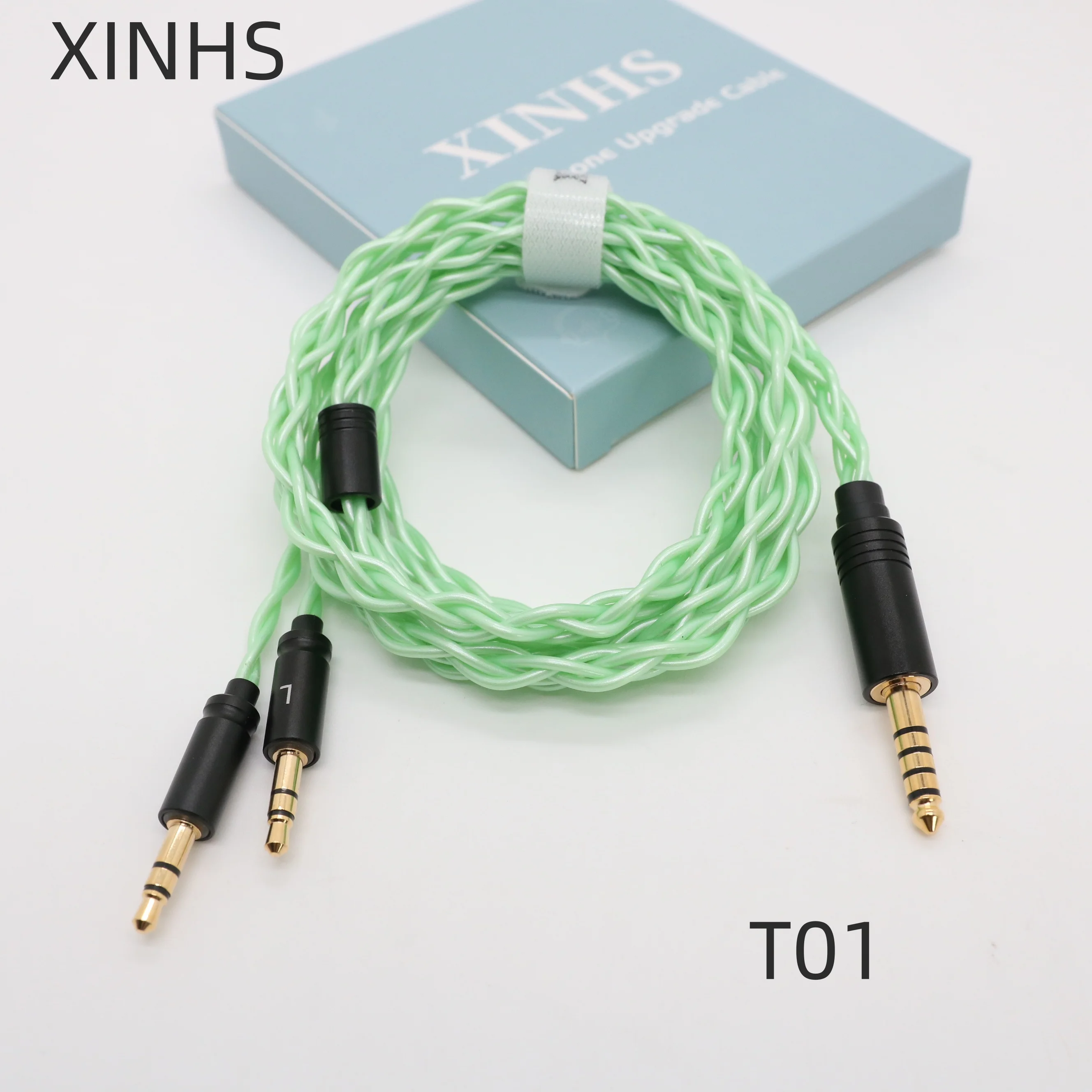 XINHS T02 4 Core  Single Crystal Copper Earphone Upgrade Cable 3.5mm 4.4mm Balanced Plug Compatible With Sennheiser Hifiman