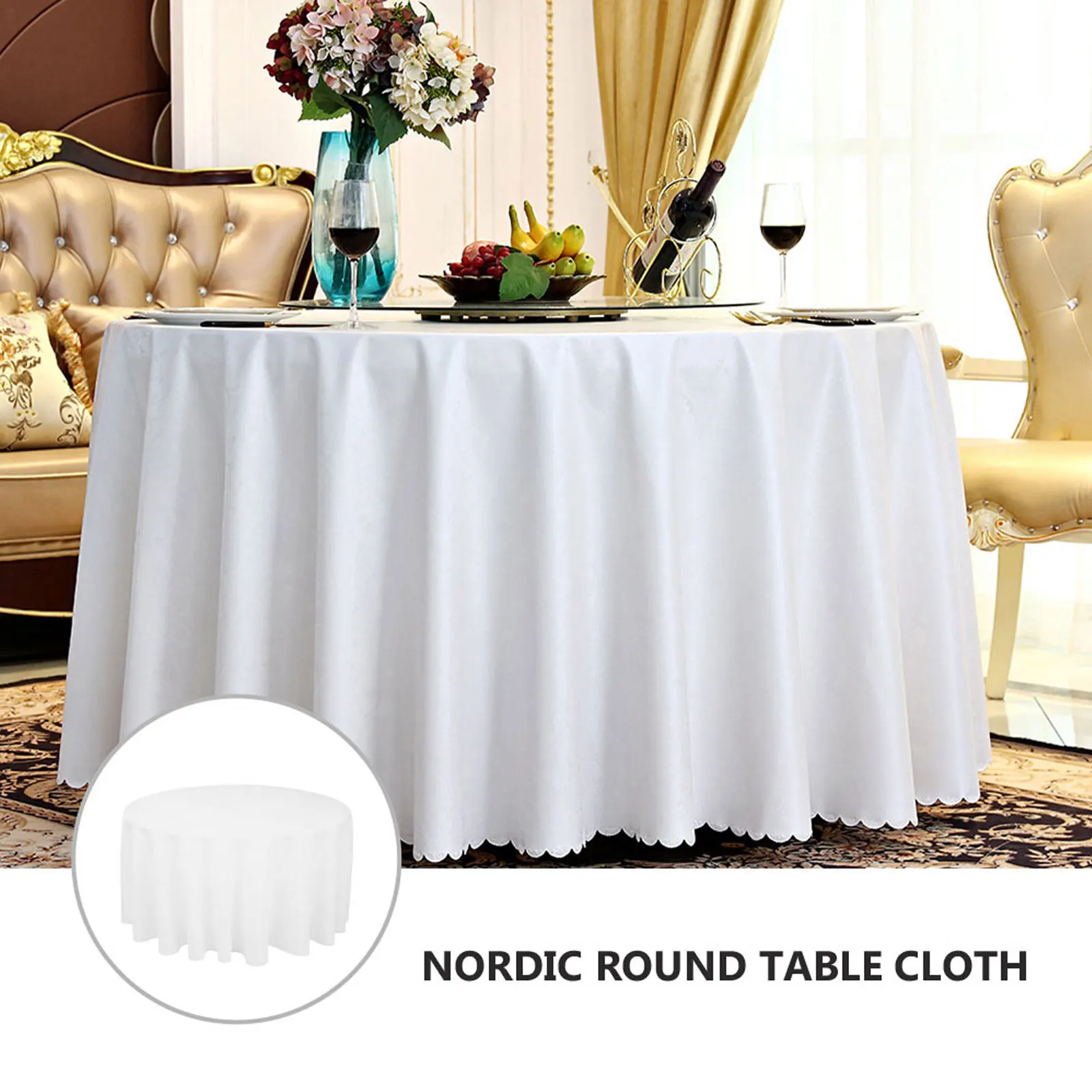 

Round Tablecloth Modern Banquet Cover Dining Decor Hotel Wedding Party Reusable Washable Premium Material Fits Various Tables