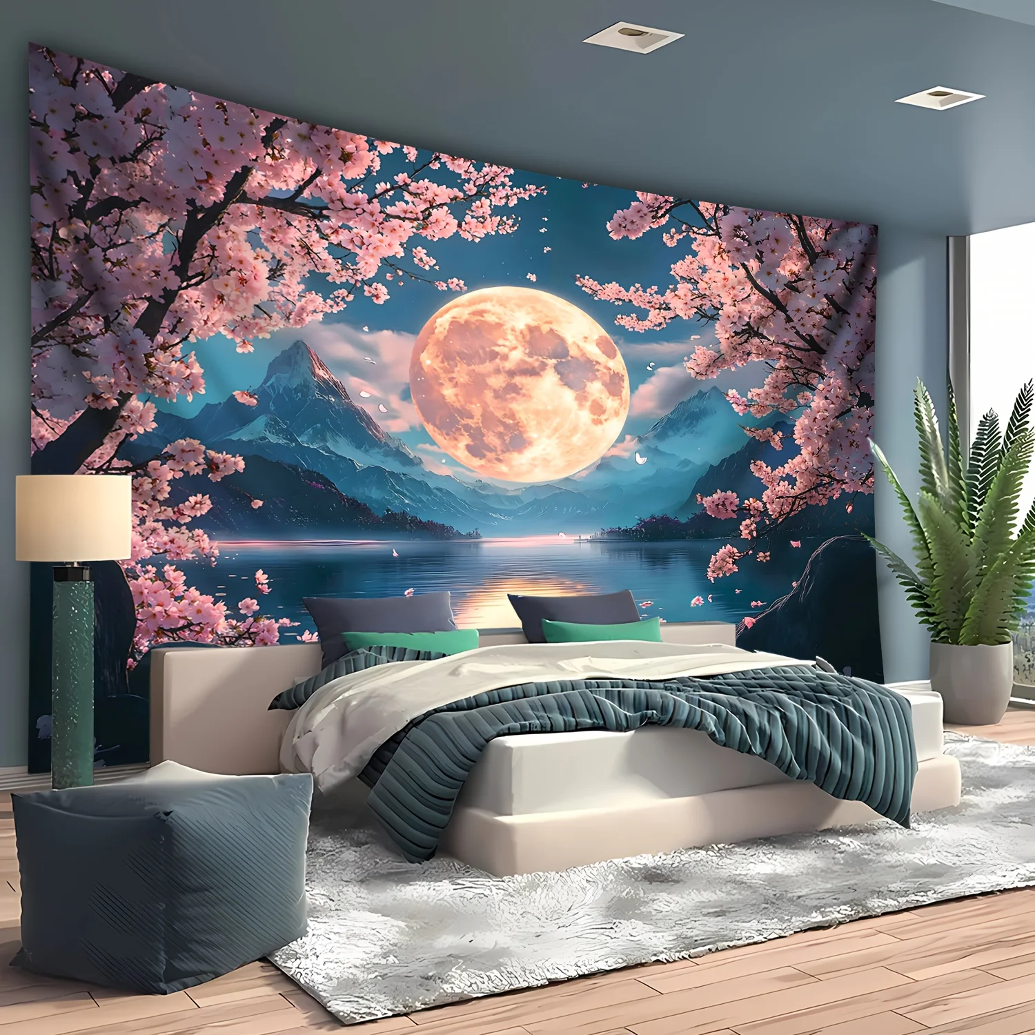 VIKAMA Wandteppich mit natürlicher Nachtlandschaft, Fantasy-Hintergrund, Wohnzimmer, Schlafzimmer, Büro, Heimdekoration, Wandbehang