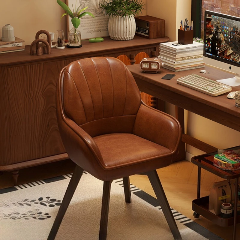 

Домашний компьютерный стул, легкий роскошный вращающийся стул из цельного дерева в стиле ретро, рабочий стол, удобная сидячая спальня,화장대 의자, обеденная мебель