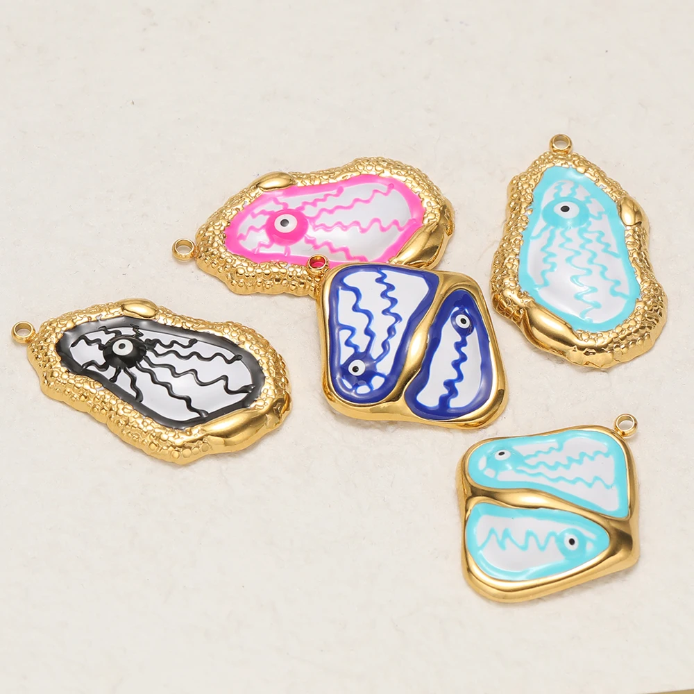 3 Stück Edelstahl-Charms mit schwarzer Emaille und Donnerschlag-Augen für DIY-Schmuckherstellung, lustige Halsketten-Anhänger, Armbänder, Ohrringe. – Detail 5