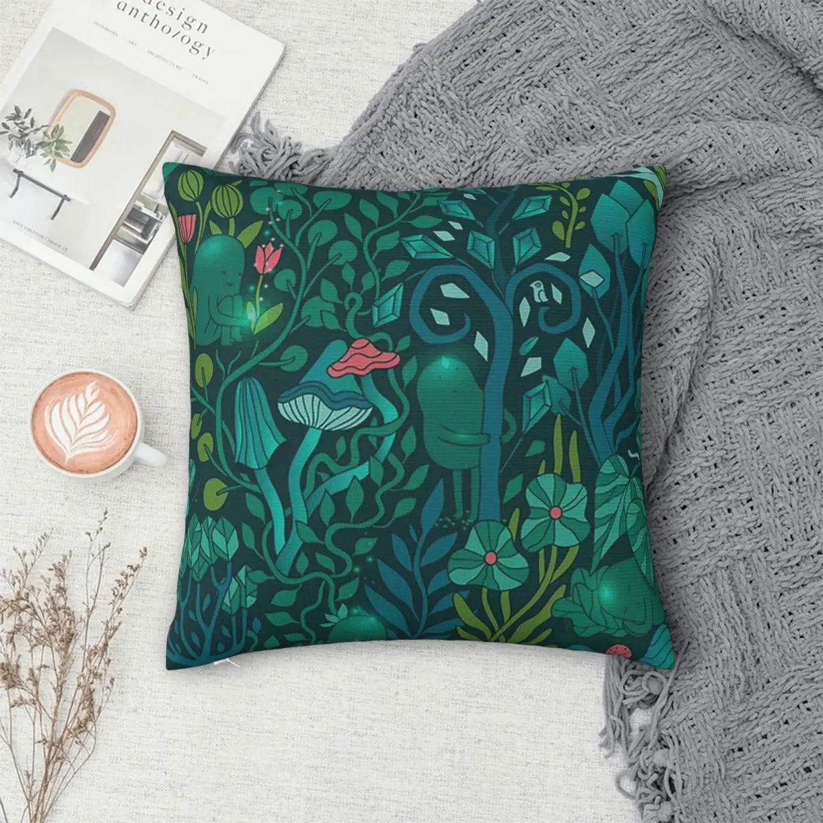 

Изумрудные лесные хранители, сказочные лесные существа, квадратная наволочка, наволочка, удобная подушка для домашнего автомобиля