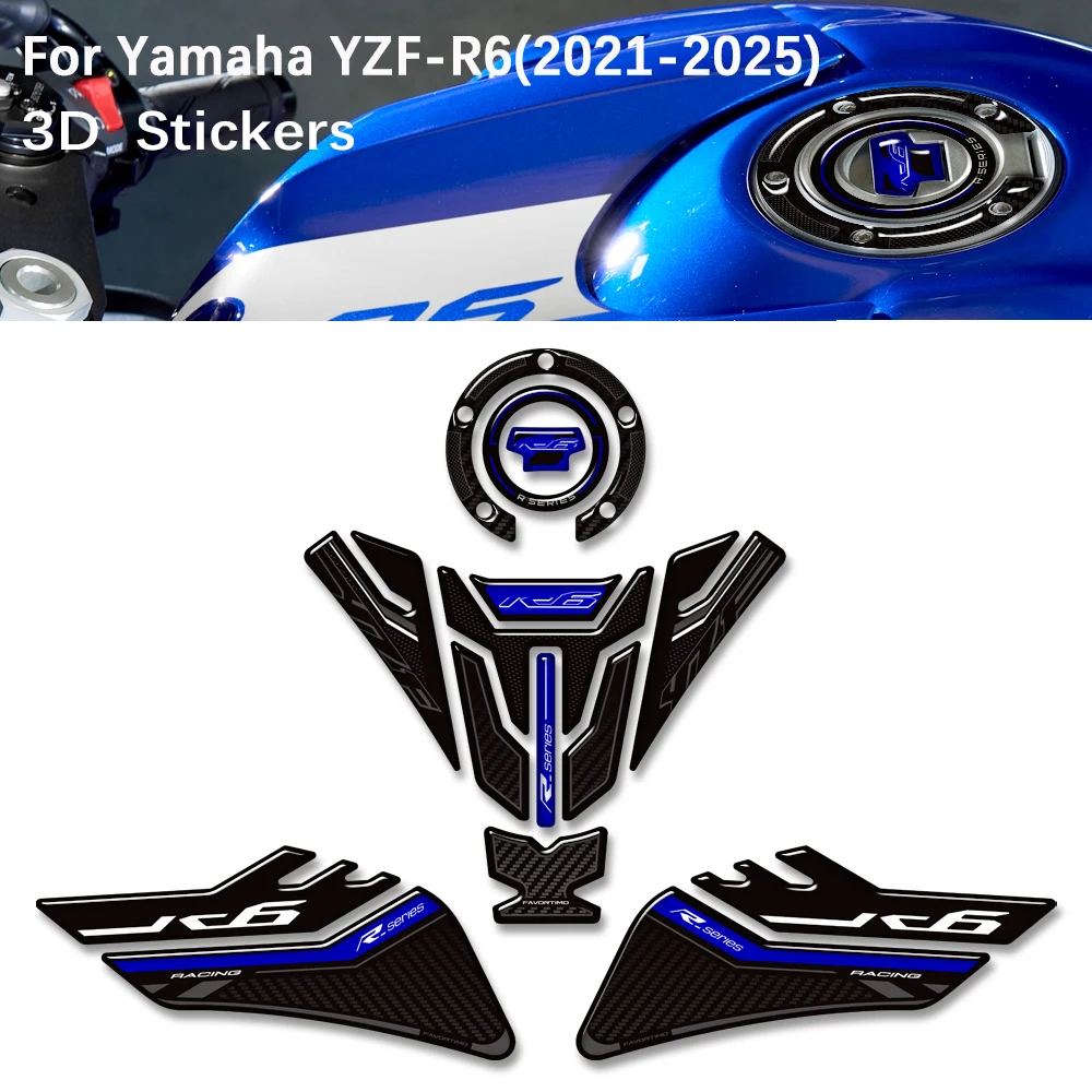 

New Motorcycle For Yamaha YZF-R6 YZFR6 Tank Pad TankPad Cap Grips Gas Fuel Kit Knee Stickers Decals Protection r6 2017-2025