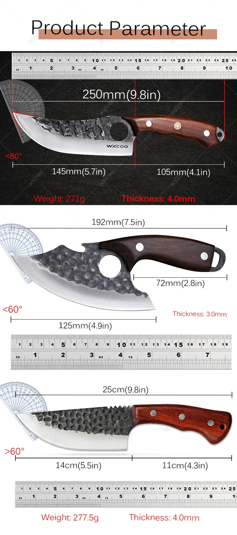 Stainless Steel Kitchen Boning Knife Meat Cleaver Hand-Forged Knives Fish Slicing Utility Knife Kitchen Fruit Knife Accessories