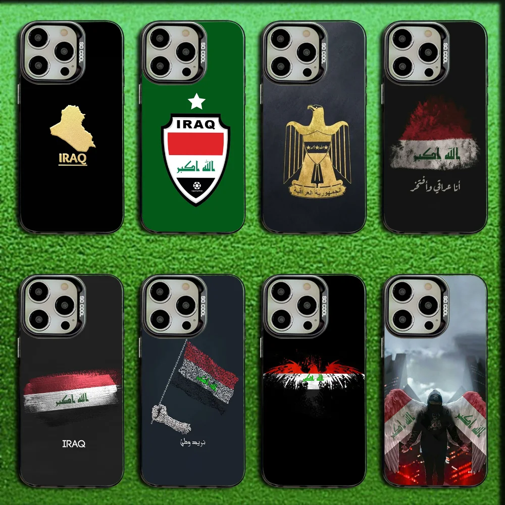 

Iraq Flag Phone Case For iPhone 16,15,14,13,12,11,Mini,Pro,SE,MAX Gray Matte Silicone Black Cover