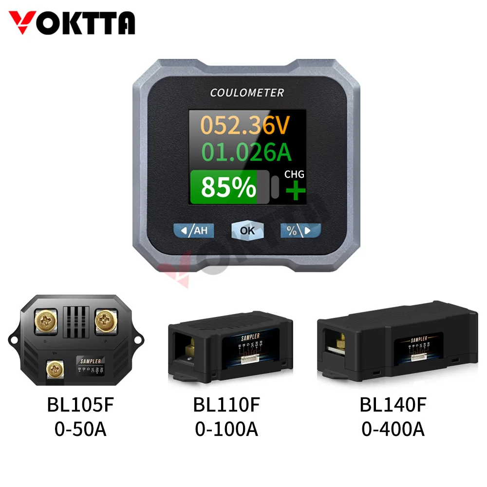 

VOKTTA BL-F Waterproof RV Power Meter DC10-100V 0-400A Bluetooth Control Battery Level Indicator Voltage and Current Monitoring