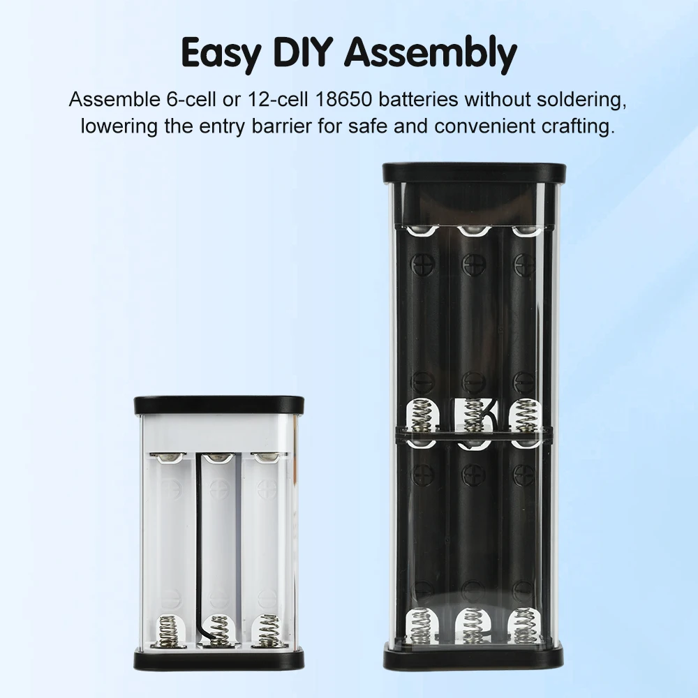 DIY 18650 Power Bank Kit Mini Ups with Transparent Shell Solderless Design Supports PD Fast Charging Portable Battery Case