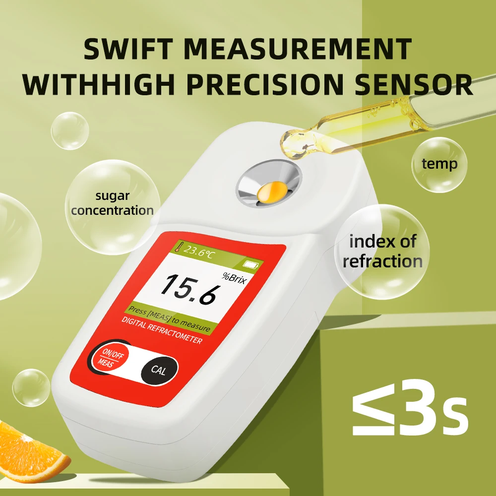 NOHAWK LCD Sugar Meter Refractometer Brix Meter Sugar Content Measuring Instrument Fruit Juice Beverage Honey Vegetables