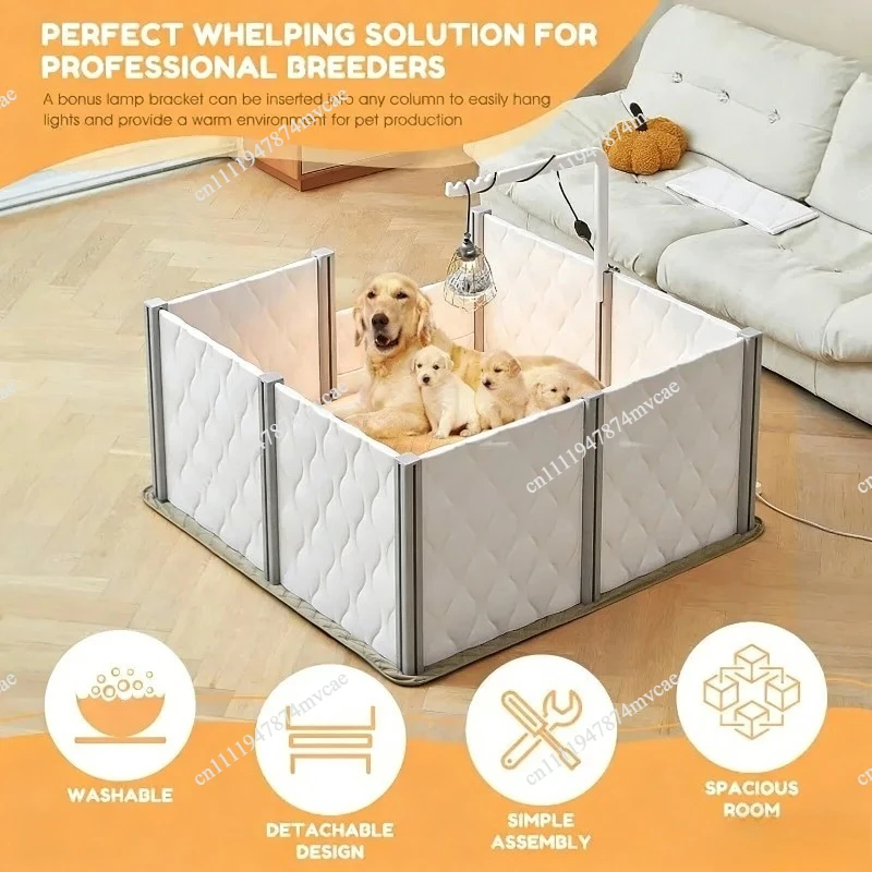 Whelp Ing Box for Dog Pregnant Birth Assistance Birthing Supplie with Rail Small Padded Pen Playpen Plastic Whelp Fence