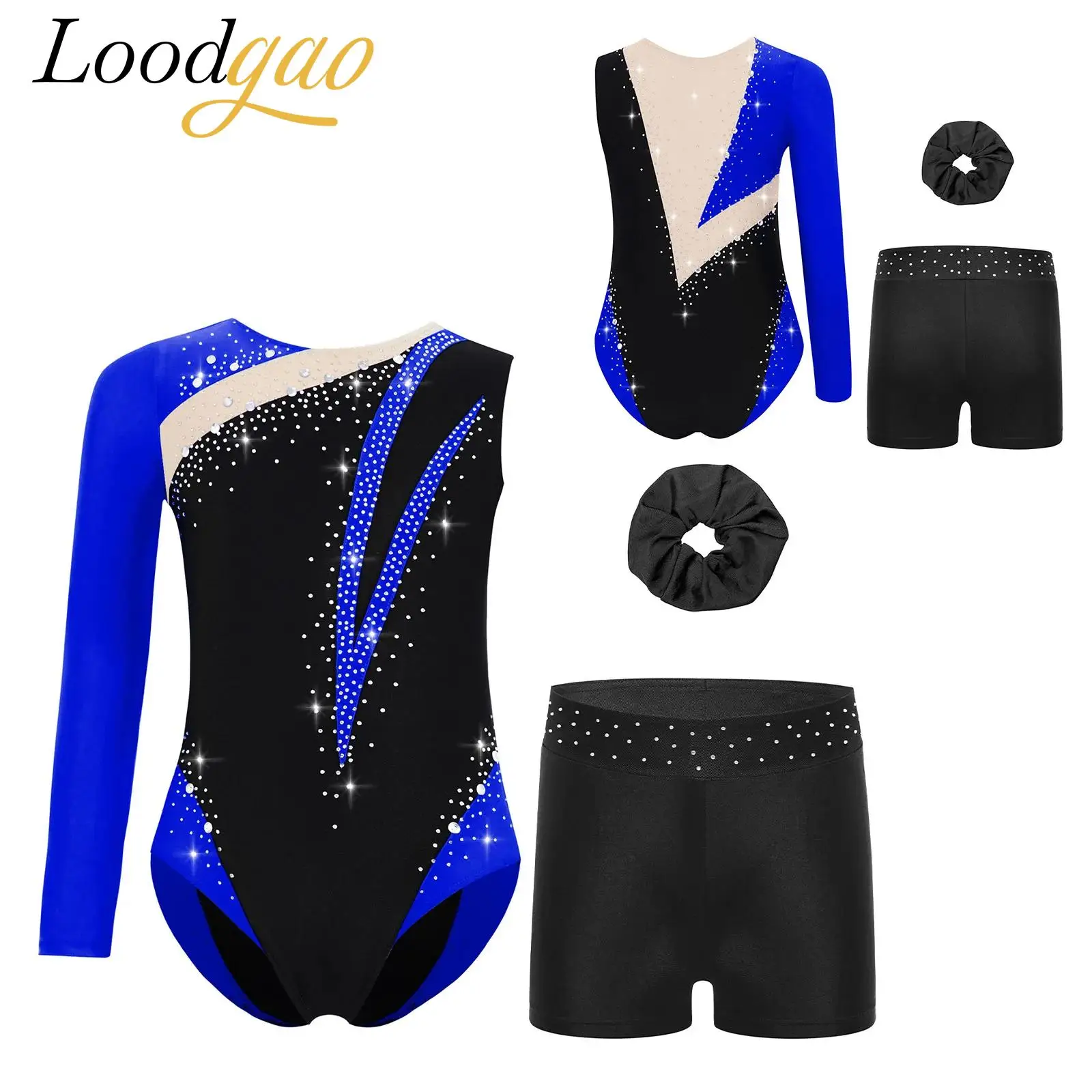 Costume de gymnastique artistique de Ballet pour filles, justaucorps de patinage sur glace avec strass pour enfants, vêtements de danse à manches longues