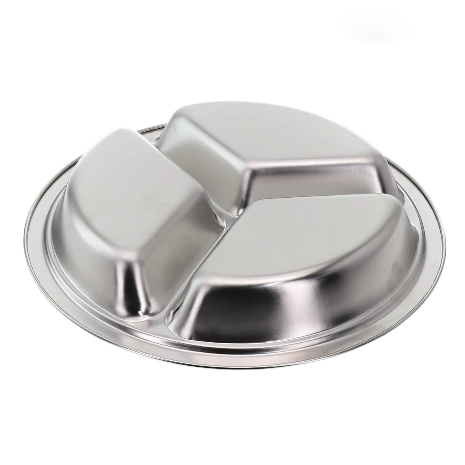 Stainless Steel Dinner Plate 3-section Round Divided Plate Children's Fruit Snack Tray Baby Bowl Kitchen Tableware 22/24/26cm