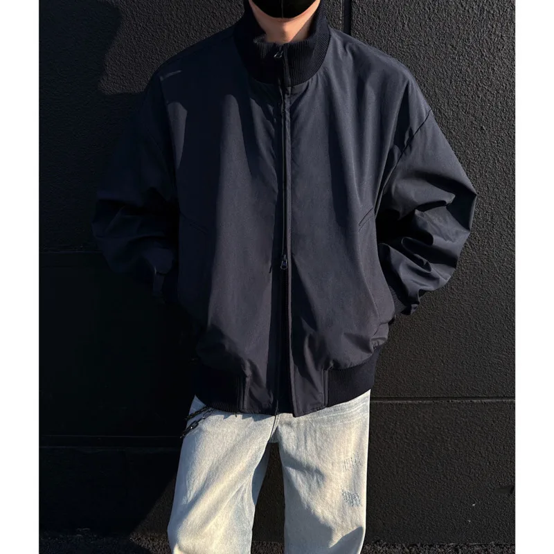 Spring Beige Jacket Men Casual Black Motorcycle Jacket Men Streetwear Hip-hop Loose Bomber Jacket Mens Baseball Jackets Coat