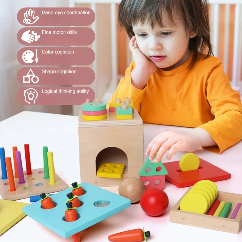 Kinderen Speelgoedpuzzel Houten Multifunctionele Intelligentiedoos Montessori Onderwijs Drukke Bordspellen Bouwstenen Wiskunde Speelgoed Cadeau
