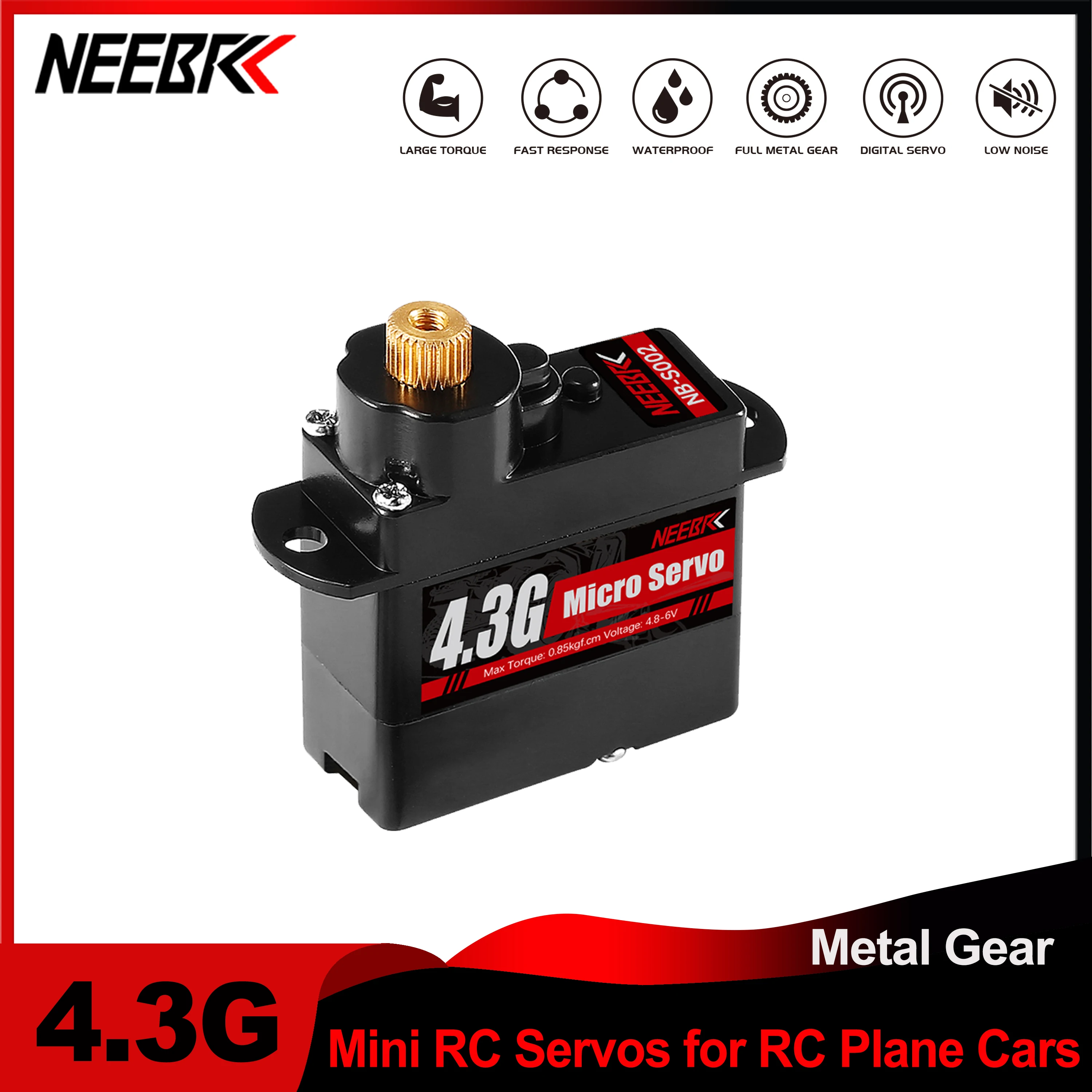 NEEBRC 4.3g Metal Gear Digital Micro Servo for RC Plane Dron 1/24 Scale Mini Car Helicopter Fixed-wing Wltoys K969 K989 XKS X450