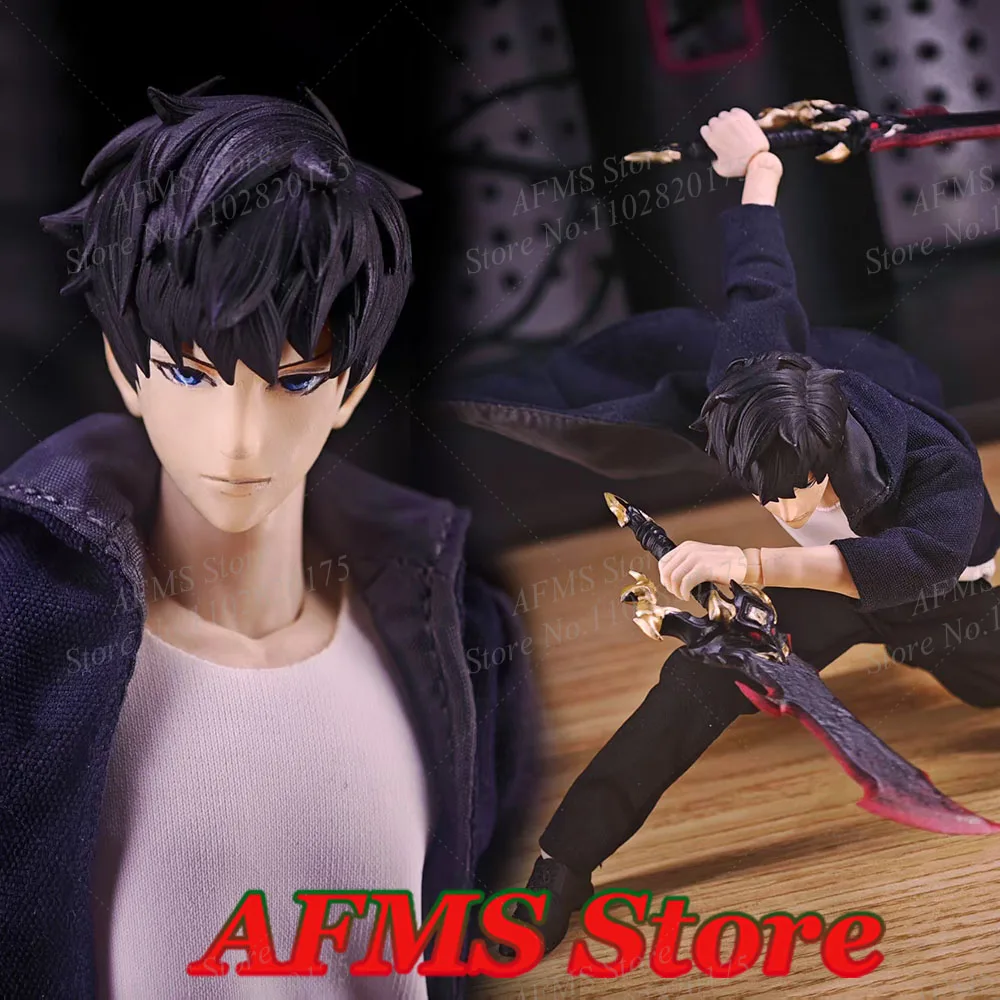 

VTOYS X BMS 1/12 Men Soldier Sung Jin Woo Black Windbreaker Coat Vest Pants Shadow King Clothes Set Fit 6Inch Action Figure Body