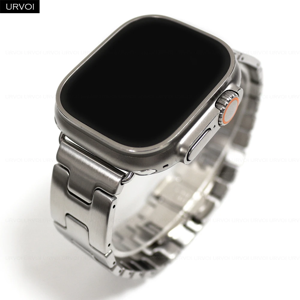 Браслет URVOI Satine Grand H для Apple Watch Ultra 3 2 ремешка Series 11 10 9 8 SE ремешок из нержавеющей стали для iWatch с застежкой-бабочкой