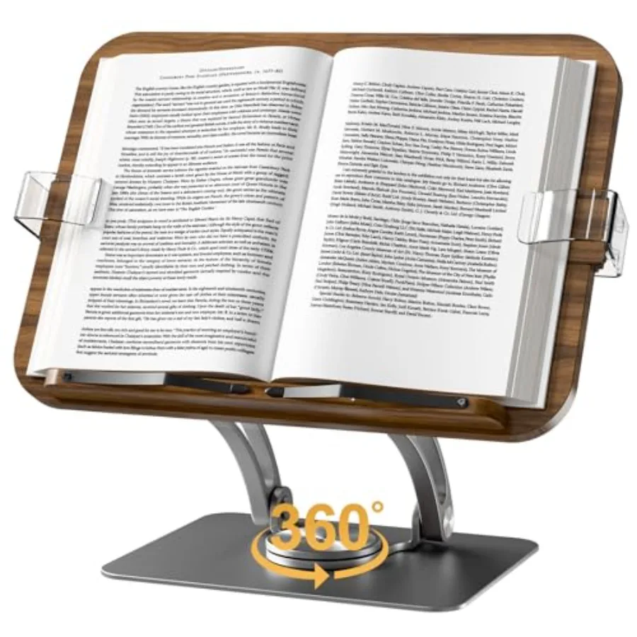 

Book Stands for ReadingAdjustable Book Holder with 360° Rotating Metal Base Foldable Cookbook Stand Reading Hands Free with ABS