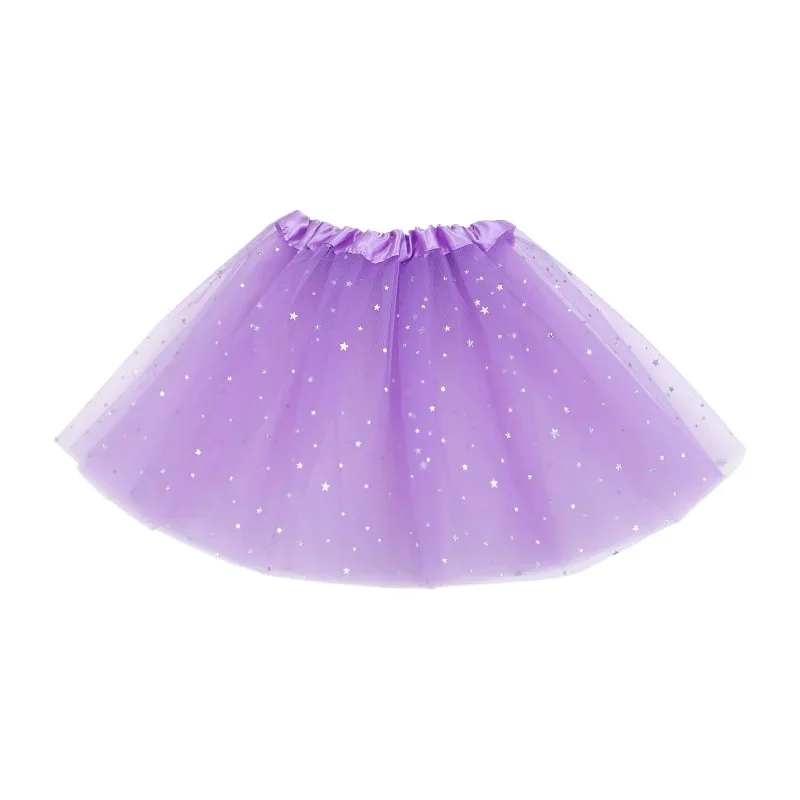 أطفال بريق الرقص التنانير الفتيات تول ستار قصيرة توتو تنورة الهتاف الترتر 3 طبقات تول طفل pettiskirt الطفل الشيفون 2-8
