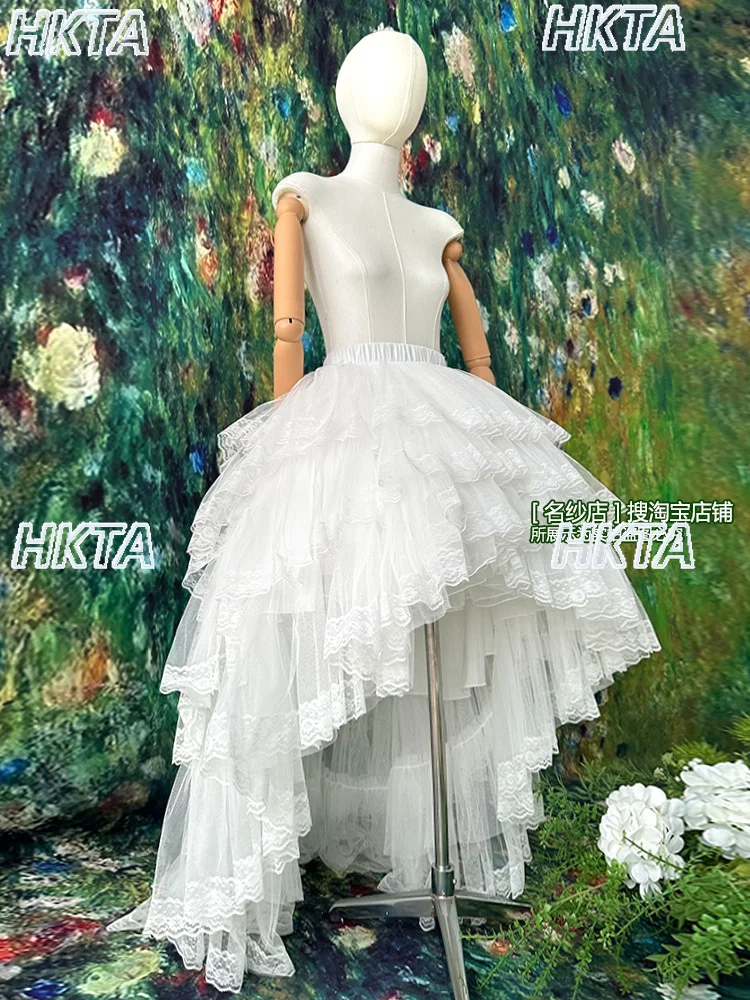 Gotycka słodka jednolita sukienka księżniczki, puszysta spódnica Lolita, damska lekka kwiatowa suknia ślubna, urodzinowa, koronkowa biała spódnica z trenem dla kobiet