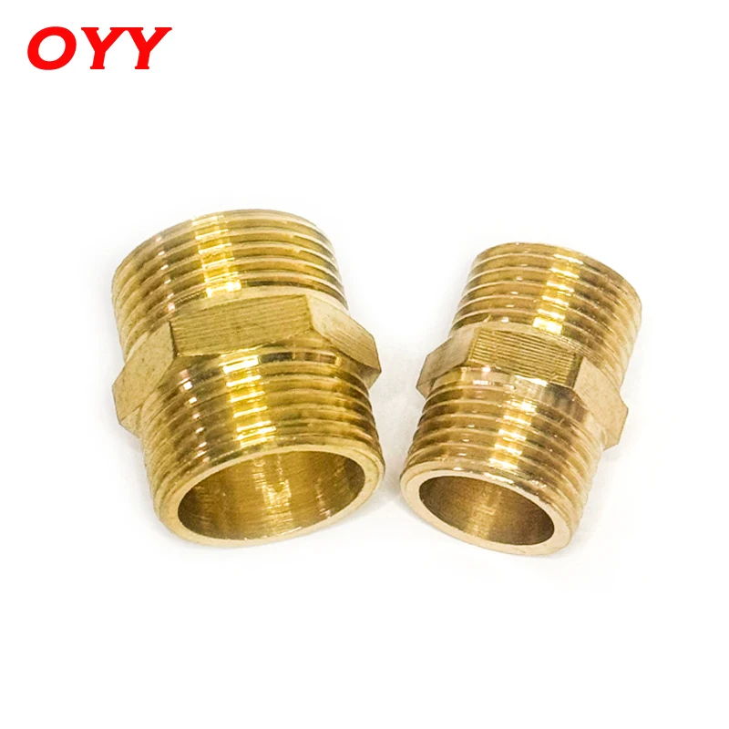 1/8 1/4 3/8 1/2 Brass Pipe Hex Nipple Fitting Quick Coupler Adapter Male to Male Thread Water Oil Gas Connector