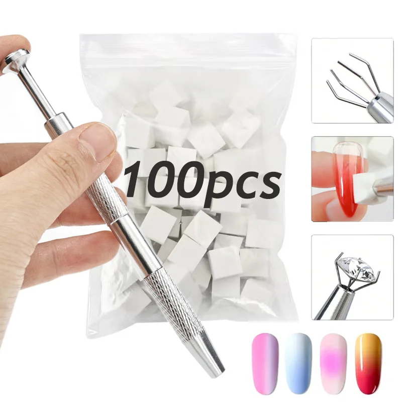 

100/50pcs Gradient Sponge Brush for Nail Art Square Manicure Sponges DIY Nail Brushes Grab Pen Glitter Powder Manicure Accessory