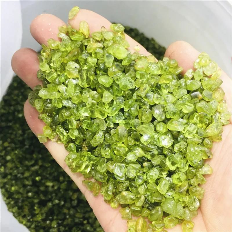 50-1000g Natural Peridot Olivine Chip Stone Rock Tumbled Green Quartz Crystal Gravel Stone for DIY Accessries Crafts Wholesale