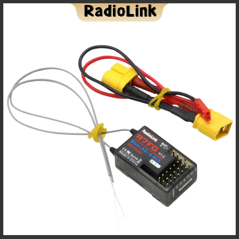 RadioLink R7FG 2.4GHz 7CH Dual Antenna Reciever High Voltage Integrated Gyro Version For Radiolinks RC6GS RC Transmitter