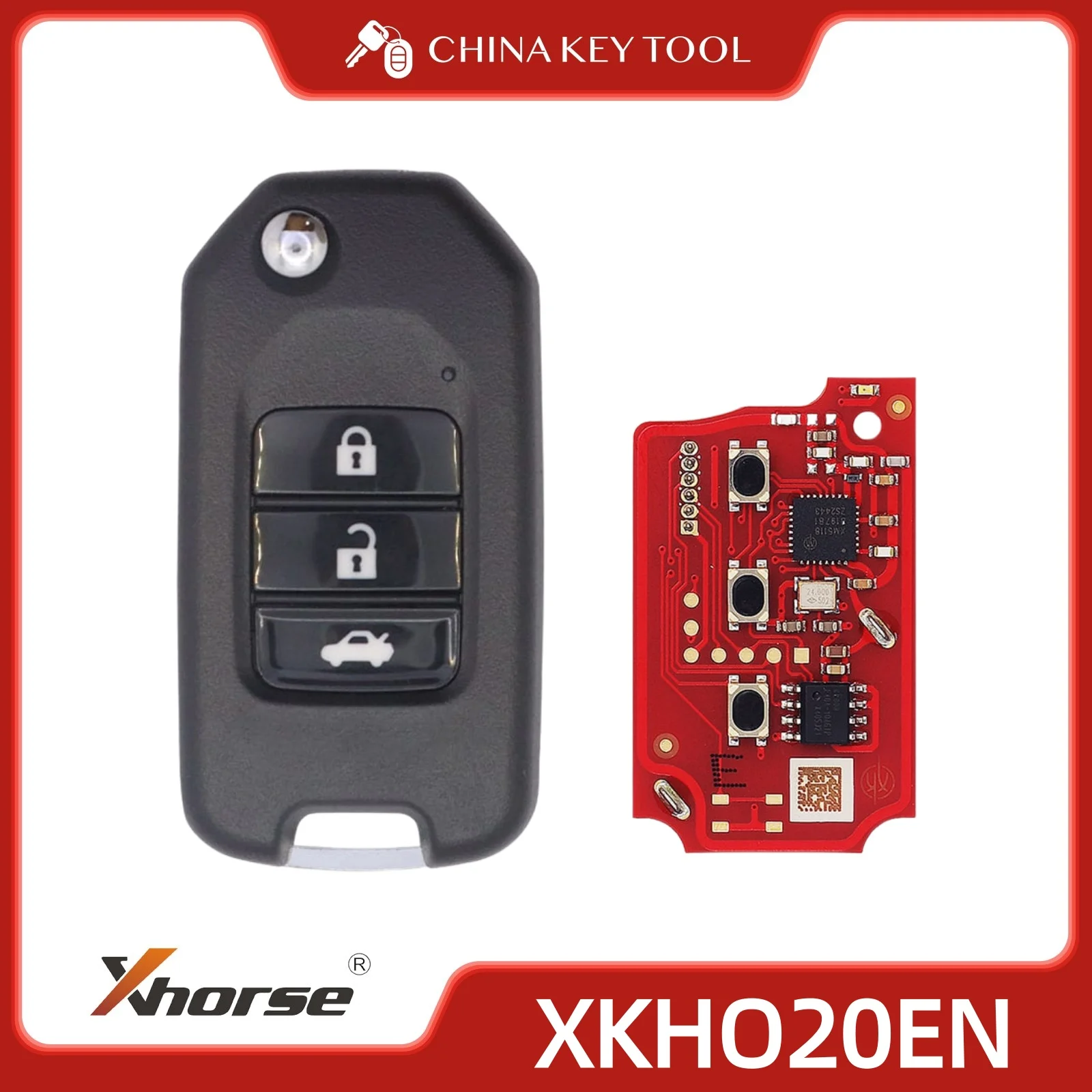 รีโมทกุญแจพับได้แบบมีสาย Xhorse XKHO20EN รุ่น Universal 3 ปุ่ม สำหรับรถยนต์ฮอนด้า รุ่นที่ 2 เวอร์ชันสากล