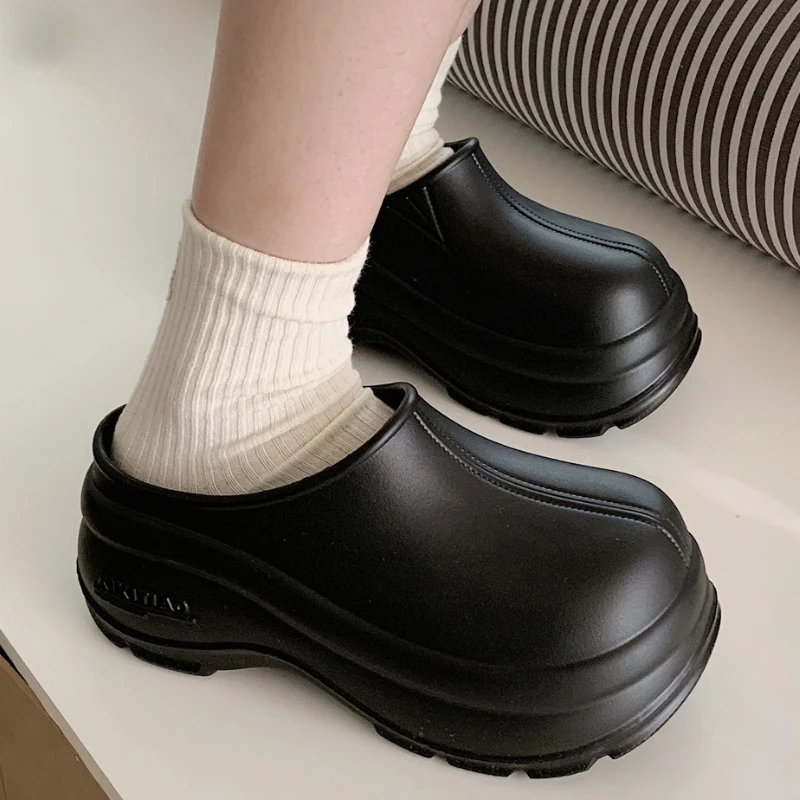 

Korean Style Platform Slippers For Women Summer Autumn Wedges Shoes Thick Sole Female Indoor Street Clogs Close Toe Sandals