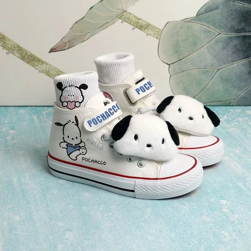 pochacco real photo drop shipping Girls' Small Fashion Children's Cartoon kids child skate 2025 new white black causel shoes