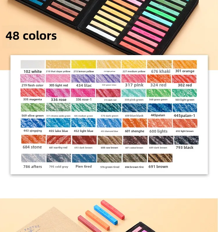 Maries Farbkreide, 24 Farben, 12 Farben, Kreide, 48 Malerei, Rosa, professioneller Pastellstift, Pinselbrett, Zeitungs- und Malzubehör – Detail 14