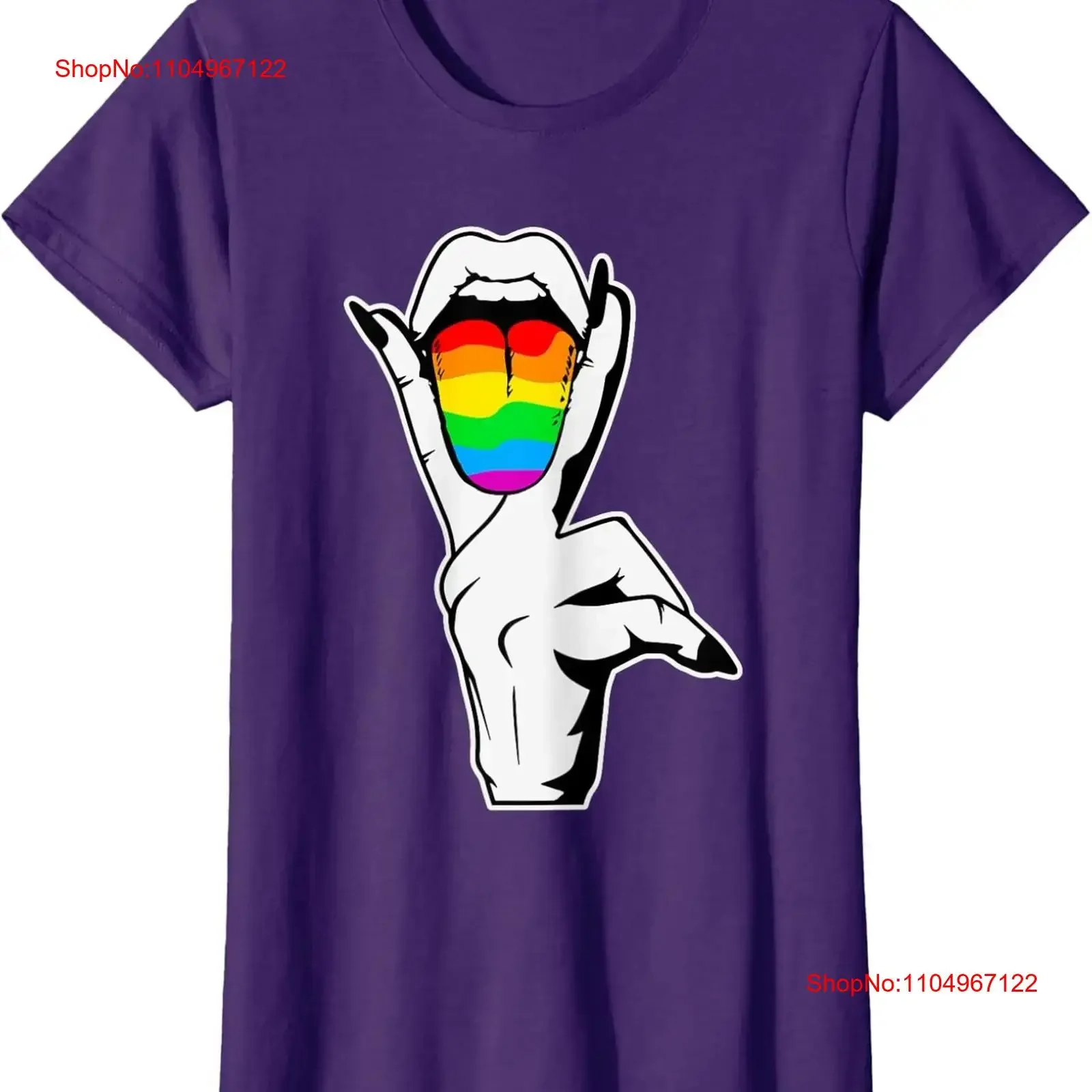 

Funny Masc Lesbian Stuff Tongue Rainbow Gay Pride Ladies' Crewneck T Shirt vintage Washed Comfortable designer clothes graphic