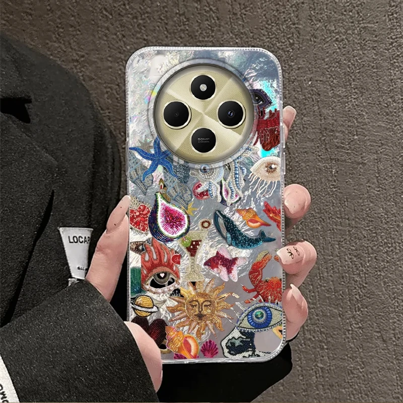 Retro Sun Planet Cocktail Fruit Women Phone Case For Xiaomi Poco X7 Pro X3pro X5 M6 X6 X3 NFC M5s M6 C61 Bumper Fundas Cover