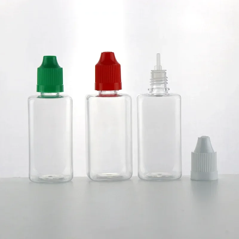 10 Pz Portatile 30 ml Forma Piatta PET Bottiglie Contagocce di Plastica Vuote Bottiglie di Acqua per Occhi Liquidi con Tappo a Punta Lunga Contenitori di Olio per Succo