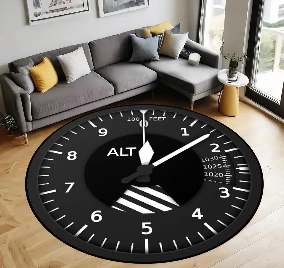 

Modern Compass Rose Round Rug – Non-Slip Flannel Floor Mat for Living Room & Bedroom Decor