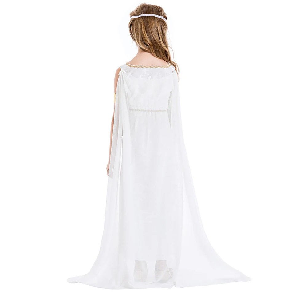 Exclusive Divine Look Girls White Greek Mythology Goddess Costume Girls Sleeveless Dress Party Performance Kids Cosplay Dresses