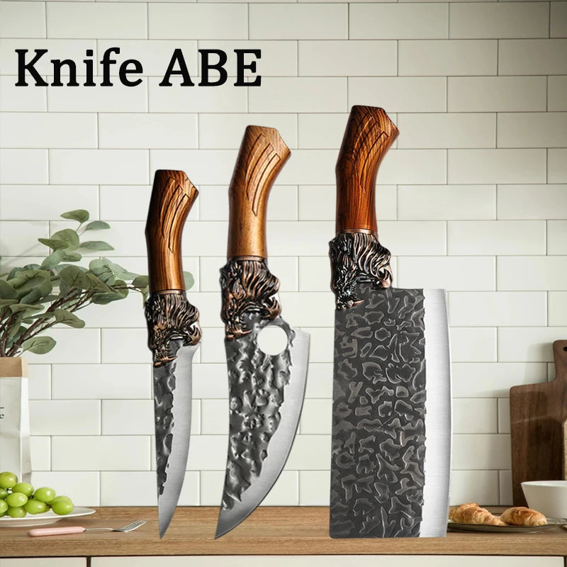 NONE Handgefertigtes geschmiedetes Küchenmesser, Fleischschneidemesser, Ausbeinmesser, multifunktionale Küchenmesser, Schmiedelmesser, Schneidemesser 7