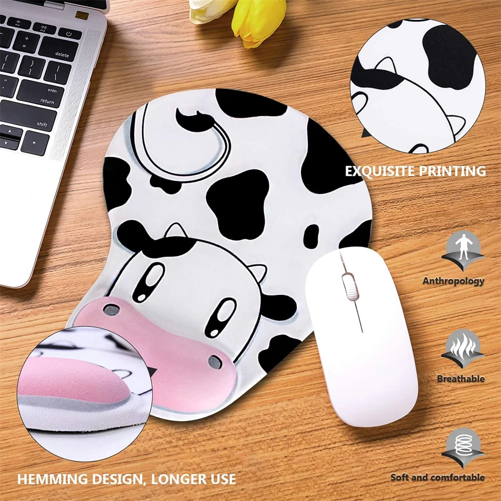 1PC Mouse Pad,Cow Ergonomic Mouse Pad with Wrist Support, Non-Slip Rubber Base Mouse Pad with Wrist Support For Computer