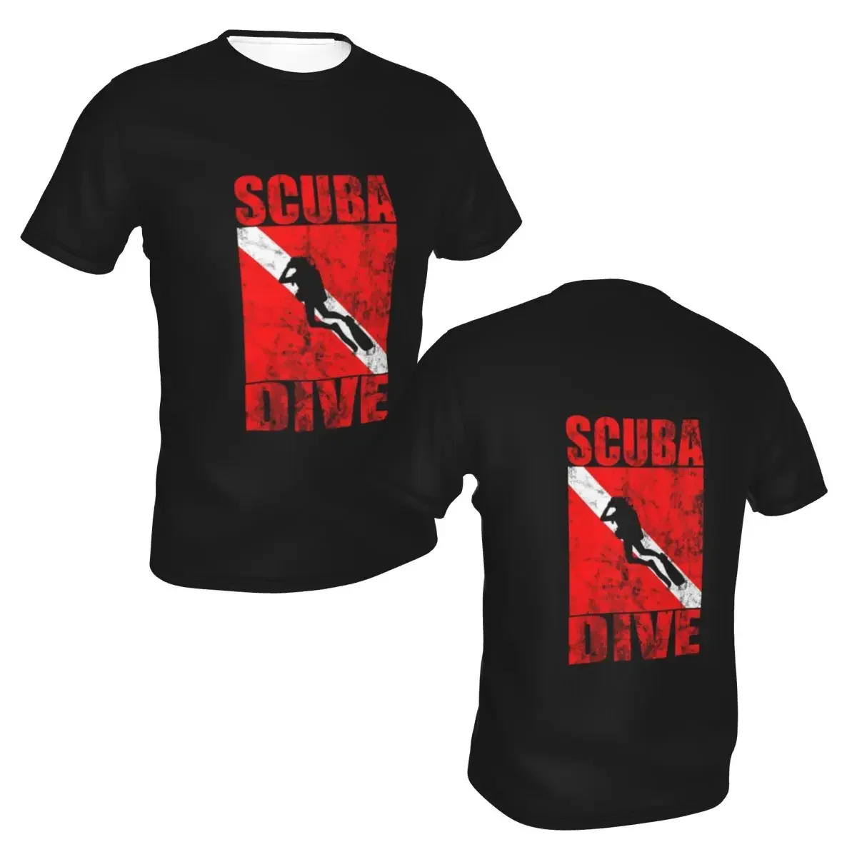 Scuba Dive Diver Down Flag Diving Gear polyester T-Shirt Men'sClassic T Shirts Men Round Neck Short Sleeve