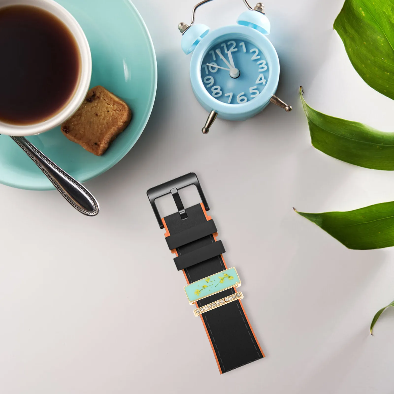 4Pcs Silicone Watchstrap Charm Strap Loops Watchband Ring Alloy Decorative Charms for Smartwatch