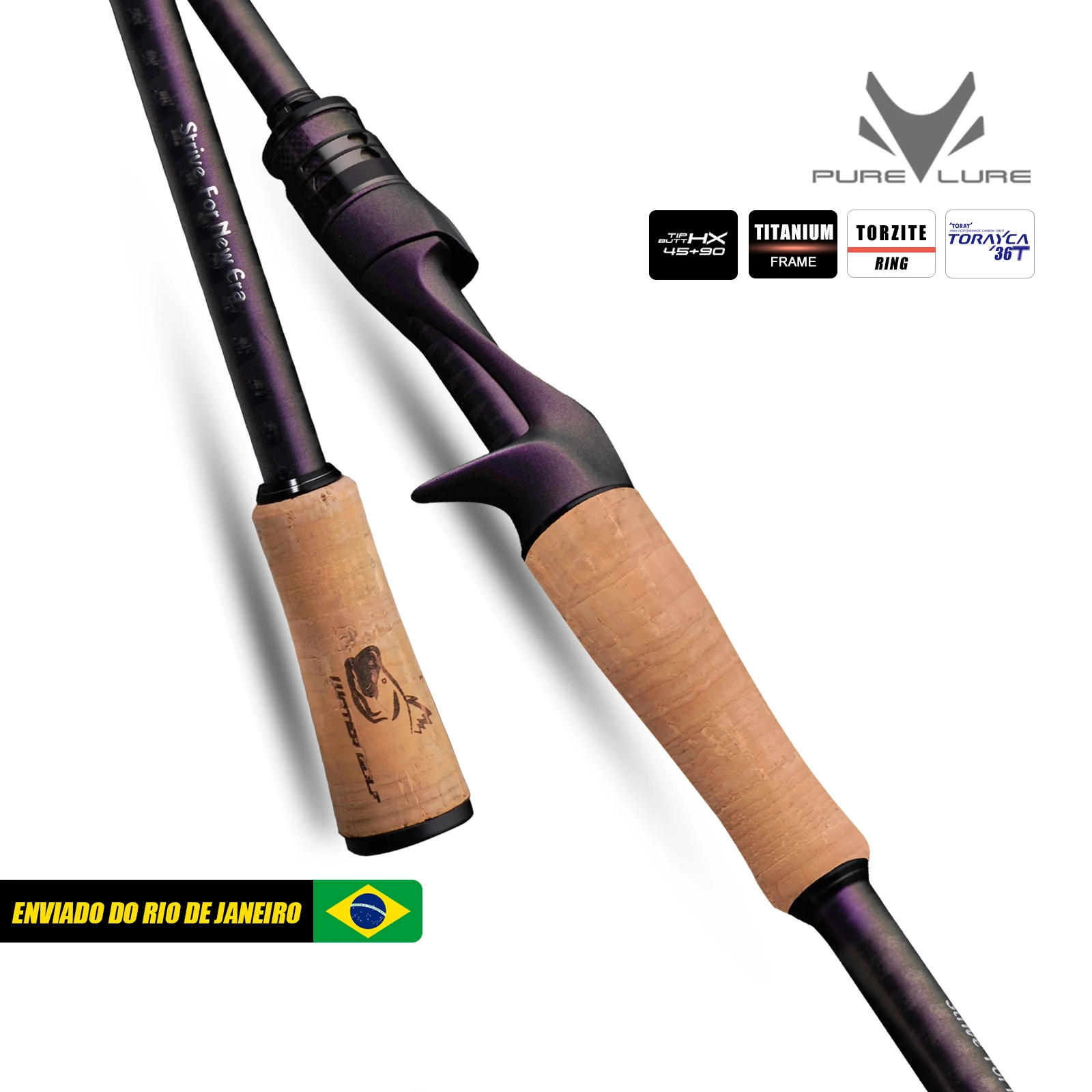 Haste de ação rápida regular PureLure AcuteViolet com anel TZ, estrutura de titânio, 6 pés, fiação e fundição para baixo, pique, peixe-gato, truta