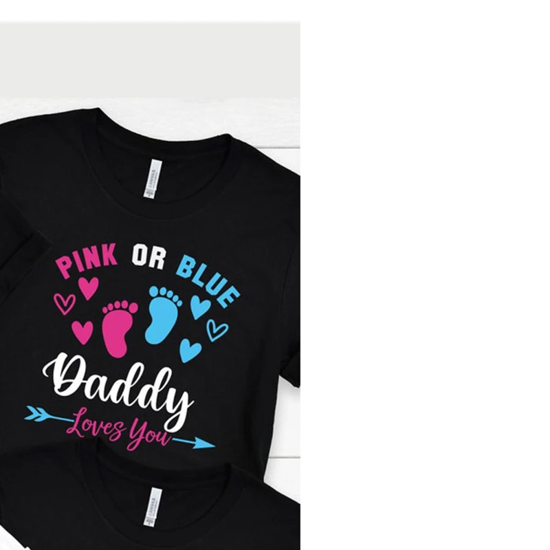 Pink or Blue Family Party Women T Shirts Cotton Gender Reveal Shirt for Kids Mommy Loves You O Neck Graphic Tee Unisex Tops