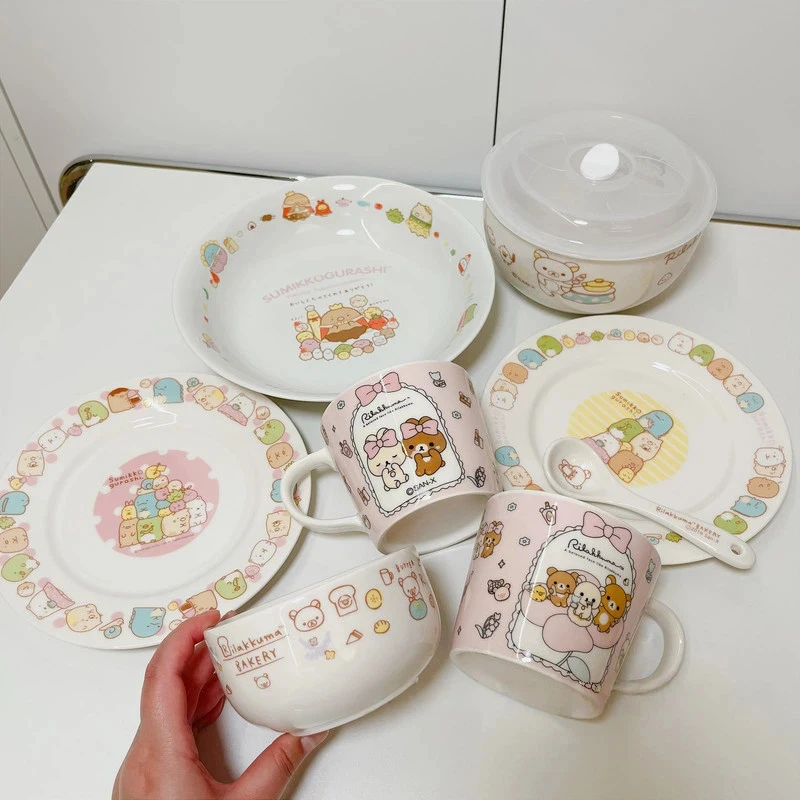 Rilakkuma – tasse en céramique mignonne avec impression de dessin animé, style japonais, tasse à eau quotidienne pour la maison, le bureau, le café, le thé pour adultes