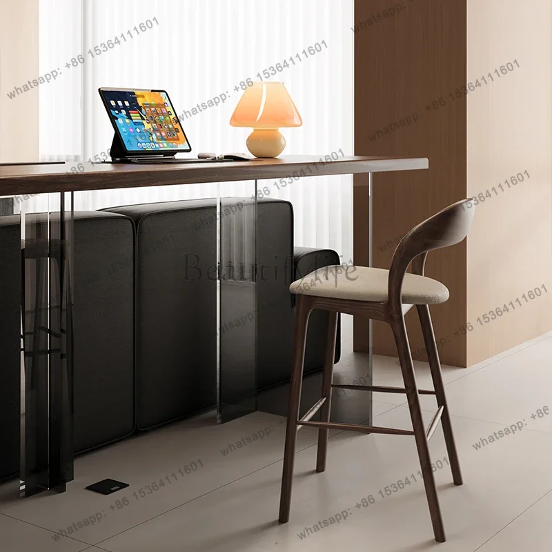 x4 Black walnut living room desk solid wood long acrylic gradual change suspension double study table